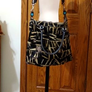 GABS Italian Handbag. Leather and cloth. In good condition.